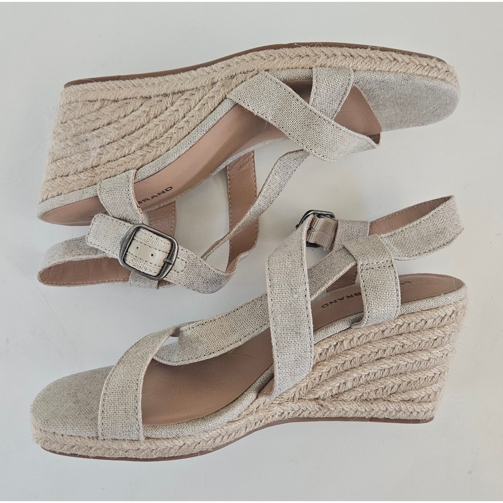 Lucky Brand Mytila Espadrille Wedge Sandals Women 7.5M Platinum Casual Slingback